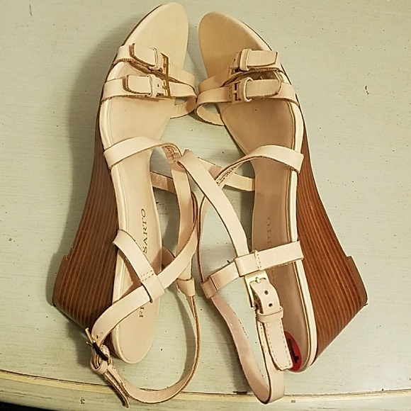 FRANCO SARTO TAN LEATHER WEDGE SANDALS - Picture 5 of 5